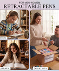 Bulk 100 Pack Ballpoint Pens With Comfy Grip 1.0mm Medium Point Retractable Black Ink used by people writing and donating.