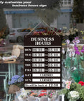 Magnetic Changeable Business Hours Sign For Storefronts, Heavy-Duty Metal Hours Of Operation Display for glass door with flowers