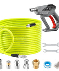 Heavy Duty 150 Ft Sewer Jetter Kit For Pressure Washers 3600 PSI 1/4 In NPT Drain Cleaning Hose With Rotating Nozzle