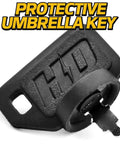 Close-up of Dual Protection HD Switch Lawn Mower Ignition Key Replacement with upgraded soft grip umbrella key.