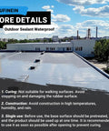 Flexible Rubber Waterproof Sealant That Flexes Through Cracks And Beats Wet Weather Fast Quick Drying Elastomeric Coating For Roofs Gutters And Foundations Tough Neutral Gray 53 Oz on a building roof in sunlight.