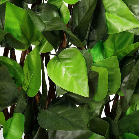 Expandable Fence Privacy Screen For Balcony And Patio 2 Pack Faux Ivy Fencing Panels With Willow Frame close-up view of green leaves