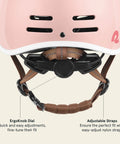 Adjustable ErgoKnob dial on kids bike helmet with built in visor and reflective straps for skateboarding scooters rollerblading
