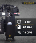 Workhorse Industrial 3 Cylinder Silent Air Compressor With 5HP 60 Gallon Vertical Tank 2-Stage 19 CFM 230V Single Phase