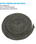Front view of black graphite fiberglass stove gasket rope coil, 2 pieces, 73 inches long.