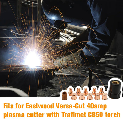 12Pcs Plasma Electrode And Tip Cutter Kit For Trafimet CB50 40 Amp Plasma Torch Replacement Consumables with sparks in use