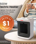 Person holding cup near Powerful 1500W Portable Electric Ceramic Space Heater With Adjustable Thermostat in living room