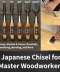 Classic Japanese Mortise Chisel 12mm Half Inch Oire Nomi For Woodworking Hella Sharp Carbon Steel Blade used for precise joinery.