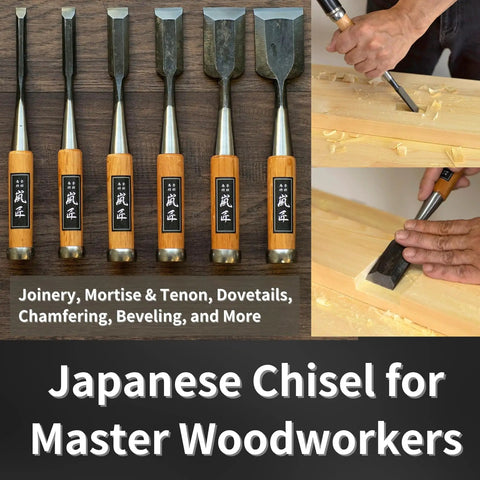 Classic Japanese Mortise Chisel 12mm Half Inch Oire Nomi For Woodworking Hella Sharp Carbon Steel Blade used for precise joinery.