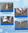 Step-by-step guide for Heavy Duty Self Leveling Concrete Filler And Driveway Crack Sealer application process.