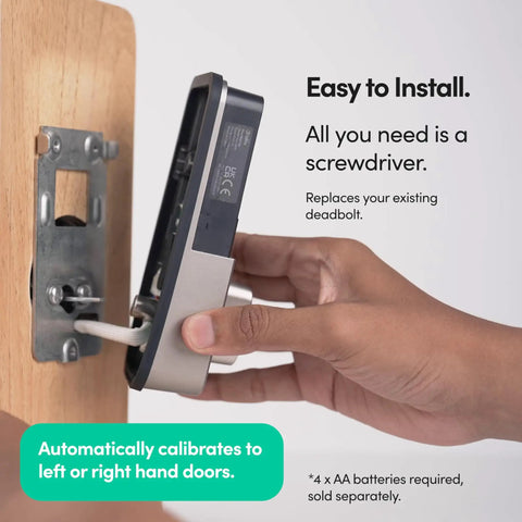 Side view of Smart Deadbolt Go And WiFi Bridge Bundle With Fingerprint Access Remote Unlock Through Mobile App And Alexa