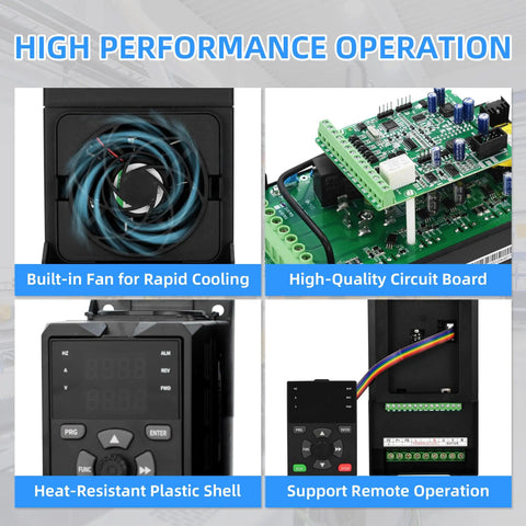 High Power VFD Drive 4KW 5HP 220V Single Phase Input To 3 Phase Output Inverter Controller 0 To 400 Hz components