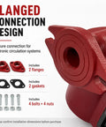 Top Shelf Hot Water Circulation Pump Replacement 103400 Hydronic Heating Boiler System flanged connection design with two flanges and gaskets.