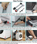 Heavy Duty Appliance Rollers With Extendable Sliders Swivel Wheels Anti Slip Feet For Moving Washers Dryers furniture use guide images