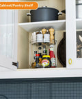 Two Tier Lazy Susan Turntable For Cabinets And Pantry 9.5 Inch Diameter Double Rotating Kitchen Spice Rack Organizer in cabinet