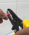Heavy Duty Wire Stripper And Cutter Tool For 20-30 AWG Solid And Stranded Wires, Spring Loaded For Quick Snips in use