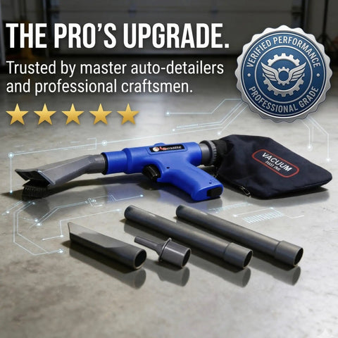 Dual Action Pneumatic Vacuum And Air Blow Gun With 6 Attachments 150 PSI Power For Auto Shop Cleaning Heavy Duty Tool