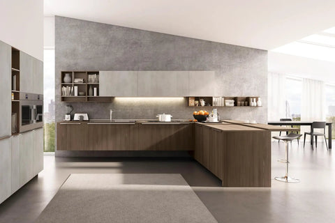 Modern kitchen with walnut wood veneer cabinets using Walnut Wood Veneer Sheet 24 By 48 Inch Self Adhesive Peel And Stick A Grade Real Wood Veneer For Furniture Restoration Cabinets DIY Projects Smooth Finish.