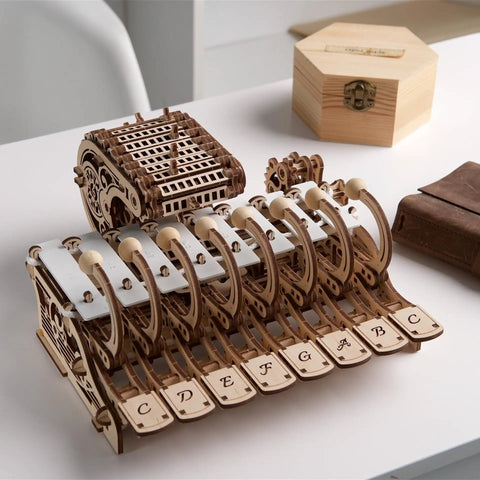 Mechanical Celesta Wooden Puzzle Kit For Adults, 3D DIY Musical Instrument That Doubles As A Functional Mini Piano, Music Box And Xylophone Brain Teaser, 4.7 Inch Tall Wood Model, wooden keys
