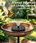 6.3 Inch Solar Fountain With Battery Backup, 9V/2W Pump, 5 Nozzles And LED Lights, Floating Bird Bath Water Feature For Garden