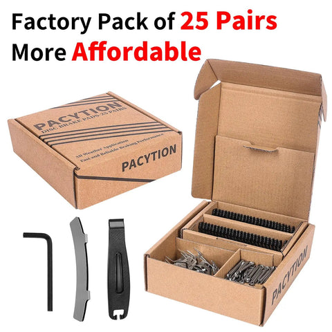 25 Pairs Copper Semi-Metallic Mountain Bike Disc Brake Pads For Hydraulic Brakes, Quiet, Wear-Resistant Pads With Installation Tools