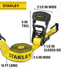 Heavy Duty Ratchet Tie Down Straps 1.5 Inch by 16 Foot with ergonomic padded handle and durable steel ratchet components, 2 Pack.
