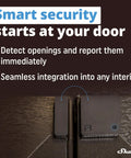 Smart Door And Window Sensor In Black With Bluetooth, Long Battery Life Up To 5 Years, Tilt And Luminosity Monitoring installed on door