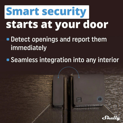 Smart Door And Window Sensor In Black With Bluetooth, Long Battery Life Up To 5 Years, Tilt And Luminosity Monitoring installed on door