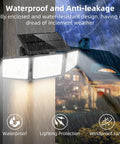 Three-head solar outdoor security light with motion sensor, wall-mounted; black IP65 waterproof.