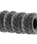 Set Of 4 All Terrain Go Kart ATV Tires 16x6-8 Front And 16x7-8 Rear 6 Ply Tubeless With V Knobby Tread For Quad UTV Golf Cart Lawn Mower Replacement