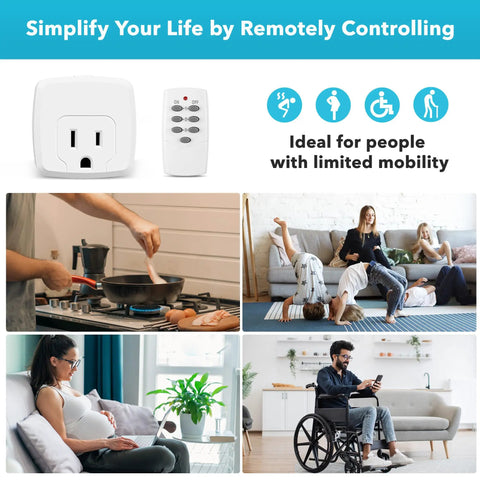 Remote Control Outlet With 100 Ft RF Signal Wireless On Off Plug For Household Appliances Battery Included 15 Amp 1875 Watt