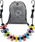 Travel Clothesline With 12 Colorful Clips And Waterproof Bag, Lightweight Elastic Rope, Windproof, Extends To 12 Feet