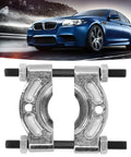 Pro Grade Alloy Steel Bearing Separator And Remover For Cars Universal Metric Fitment Durable Bearing Splitter Tool For Mechanics Works On 50 To 75 Millimeter Bearings with blue car background.