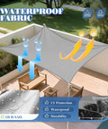 10x13 Ft Waterproof Sun Shade Sail Rectangle Canopy Cover With UV Protection for outdoor patio, pergola, light gray