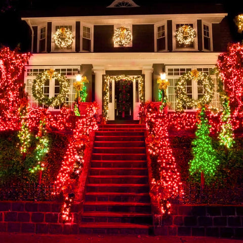 Two Pack Solar String Lights Outdoor Copper Wire 80Ft Total 240LED Waterproof Fairy Lights With 8 Modes Red Christmas Decoration