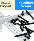 159 Piece M6 Screw Set With Button Head Socket Cap Screws Grade 10.9 Carbon Steel Black Oxide Finish scattered on a ruler