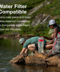 Osprey Hydraulics Quick Connection Kit for Water Reservoir, clear hydration bladder with red cap on backpack