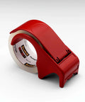 Portable heavy-duty packaging tape dispenser with hand brake for 3 in (76 mm) core rolls up to 2 in (50 mm) wide, red refillable