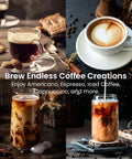 Solid Build 20 Bar Semi Automatic Espresso Machine With Pro Grade Milk Frother Led Display Adjustable Shot Volume Heavy Duty Stainless Steel Home Coffee Maker Zero Hassle Brewing with varied coffee drinks.