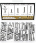 58 Piece Stainless Steel Hex Socket Head Cap Screws And Nuts Set 1/4-20 Thread Includes 1/2, 3/4, 1, 1-1/4, 1-1/2 Inch Lengths