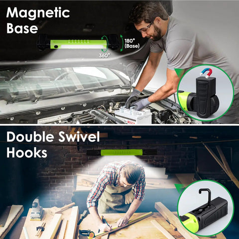 Mechanic using Third Gen LED Work Light For Mechanics, Beast Mode 3200 Lumens Under Hood Brightness, Rechargeable 6000mAh Magnetic Bar With Hooks