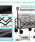 Heavy Duty Folding Wagon For All Terrain Use With 280 Lb Load Capacity Collapsible Utility Wagon On Wheels with cargo