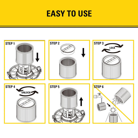 Installation guide for Replacement Vacuum Filter For 5-18 Gallon Wet Dry Shop Vac Easy Install Fits Stanley Models SL18115 SL18116