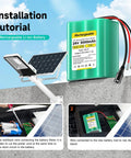 Installation tutorial for 24V 3.0Ah Li Ion Battery Pack With Charger featuring connections to solar panel setup