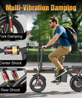 Electric Bike For Adults And Teens With 1200W Peak Motor Folding Commuter Ebike with dual suspension damping demonstration