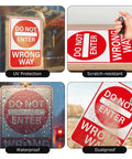 Two Pack Do Not Enter Wrong Way Signs 18 By 12 Inches For Traffic Road High Visibility Reflective Aluminum Weather Resistant Outdoor Signage No Entry Warning For Driveways Service Roads And Intersections, UV protection