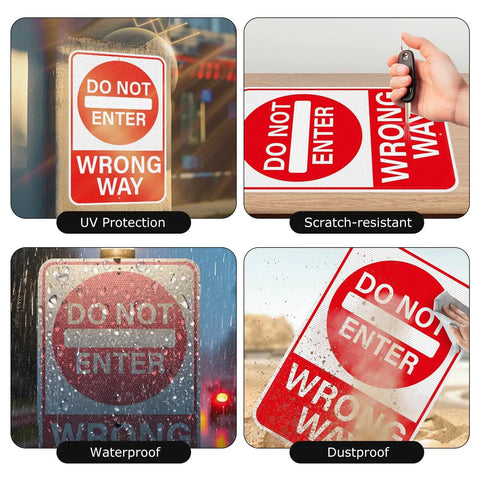 Two Pack Do Not Enter Wrong Way Signs 18 By 12 Inches For Traffic Road High Visibility Reflective Aluminum Weather Resistant Outdoor Signage No Entry Warning For Driveways Service Roads And Intersections, UV protection