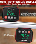 Job Site Ready Digital Angle Gauge And Knockout Precision Electronic Protractor Finder With Bullseye Accuracy showing auto-rotating LCD display for easy reading.