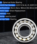 22317 E1 C3 Spherical Roller Bearing 85mm Bore 180mm OD 60mm Width bearing steel design for heavy load support and vibration resistance.