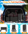 Inflatable Beach Wagon Tires with Quick Change Design inside car trunk with beach accessories, easy to fold and store.